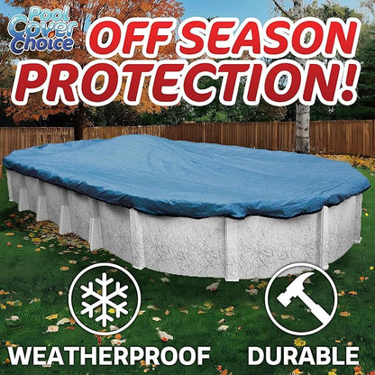 Winter Swimming Pool Cover for 15 ft x 30 ft Aboveground Oval Pool Size, Deluxe Choice Series, Solid Material, Color - Ocean Blue, Pool Cover Choice 581530-4CHOICE