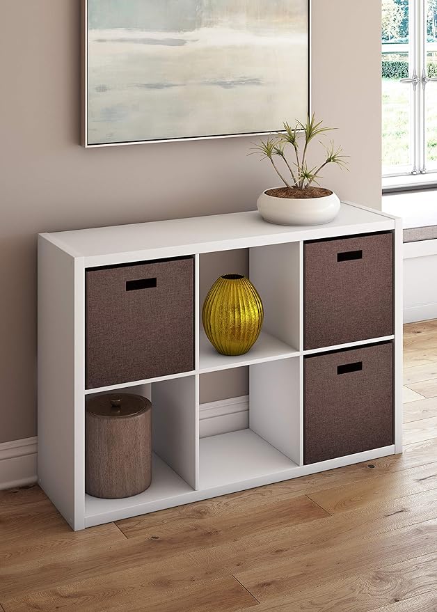 ClosetMaid 6 Cube Storage Shelf Organizer Bookshelf with Open Back, Vertical or Horizontal, Easy Assembly, Wood, White Finish