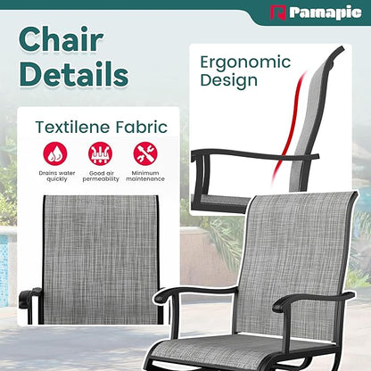 Pamapic 7 Pieces Patio Dining Set, Outdoor Dining Set All-Weather for Backyard Poolside Garden Deck, Modern Outdoor Table and Chairs Set with 6 Textilene Swivel Chairs,Gray