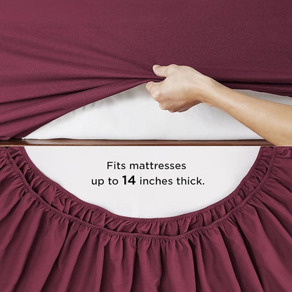 Bedsure Burgundy Twin Comforter Set - 5 Pieces Solid Twin Bed in a Bag, Twin Bed Set Burgundy with Comforters, Sheets, Pillowcase & Sham