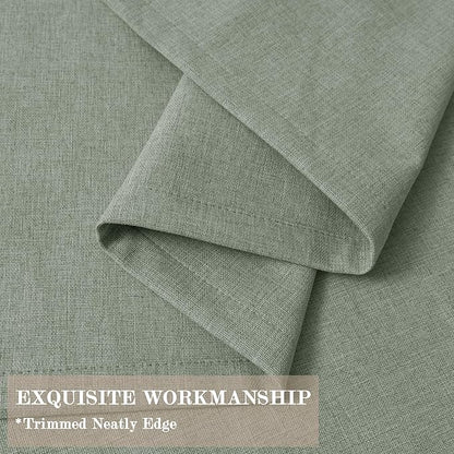 100% Blackout Linen Textured Drapes for Bedroom Pinch Pleated Curtains for Track System Portable Drapery for Sliding Glass Door/Storage/Space Room Divider, 70" Wx84 L, 1 PC, Fog Green