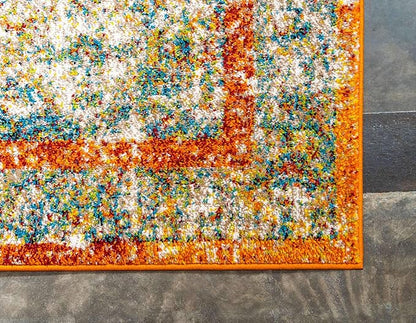 Unique Loom Rosso Collection Vintage, Traditional, Bohemian, Geometric, Distressed, Southwestern Area Rug, 8' 0" x 10' 0", Beige/Orange