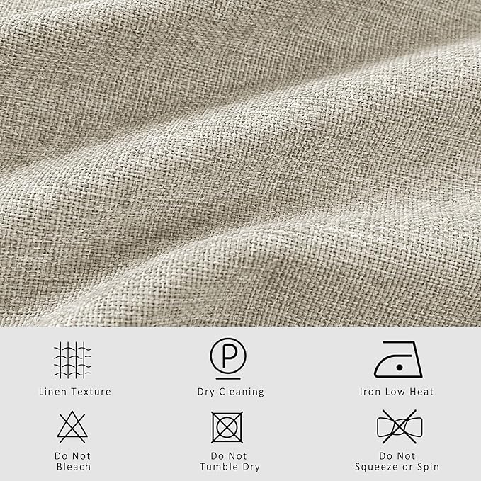 Macochico 100% Blackout Pinch Pleated Linen Curtains 84 Inch Length Thermal Blackout Curtains for Bedroom Living Room Nursery Ivory White Farmhouse Burlap Curtains with Tieback 52”Wx84”L 1 Panel
