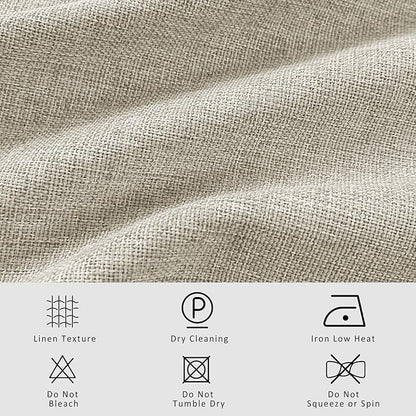 Macochico 100% Blackout Pinch Pleated Linen Curtains 84 Inch Length Thermal Blackout Curtains for Bedroom Living Room Nursery Ivory White Farmhouse Burlap Curtains with Tieback 52”Wx84”L 1 Panel