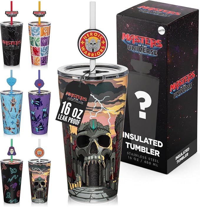 Dragon Glassware x Masters of the Universe (MOTU) Blind Box Tumbler, 16 oz | Vacuum Insulated Stainless Steel Tumbler with Straw & Lid; With Straw Topper; Official Masters of the Universe 2026 Movie Cup