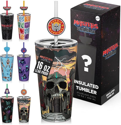 Dragon Glassware x Masters of the Universe (MOTU) Blind Box Tumbler, 16 oz | Vacuum Insulated Stainless Steel Tumbler with Straw & Lid; With Straw Topper; Official Masters of the Universe 2026 Movie Cup