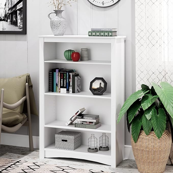 Prepac Home Office 4-Shelf Standard Bookcase, 31.5 in. W x 48 in. H x 13 in. D, White