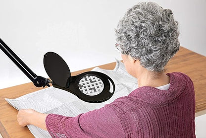 LED Magnifying Glass Desk Lamp for Close Work, Craft & Reading Table Light with Magnifier and Dust Cover 5 Inch Magnifier Glass Lens - Good for Reading, Arts & Crafts, and Close-up Tasks