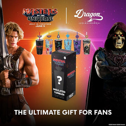 Dragon Glassware x Masters of the Universe (MOTU) Blind Box Tumbler, 16 oz | Vacuum Insulated Stainless Steel Tumbler with Straw & Lid; With Straw Topper; Official Masters of the Universe 2026 Movie Cup
