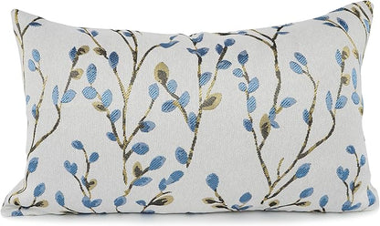 YOUR SMILE Classical Embroidery Jacquard Blue Square Decorative Throw Pillow Case Cushion Cover,12x20 inch