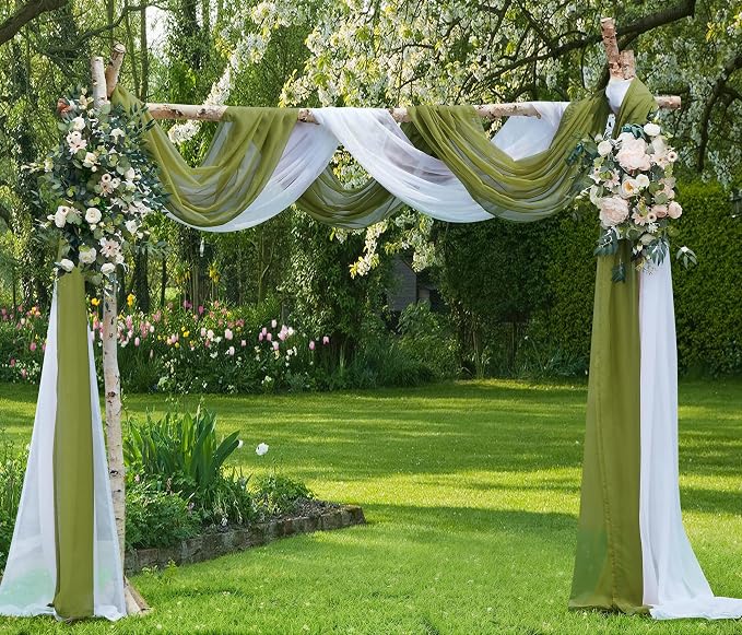Warm Home Designs 55 x 216 Sage Green Sheer Window Scarf. AM Sage 216" | Extra Long Window Scarves Valances are Great As Wedding Arch Draping Fabric, Bed Canopy Or for Decorative Project.