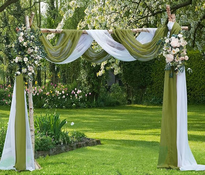 Warm Home Designs 55 x 216 Sage Green Sheer Window Scarf. AM Sage 216" | Extra Long Window Scarves Valances are Great As Wedding Arch Draping Fabric, Bed Canopy Or for Decorative Project.
