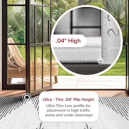 nuLOOM Romina Machine Washable Diamond Stripes Ultra Thin Area Rug, 9x12, White
