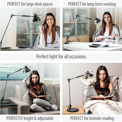 OTUS Desk Lamp Gesture Control, LED Architect Desk lamp for Home Office, Adjustable Metal Swing Arm, Tall Task Light for Drafting or Bedside Table Reading, 12 Brightness, 3 Touch Eye-Caring Modes