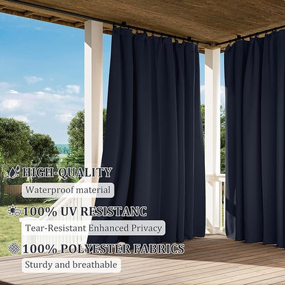Gazebo Universal Replacement Privacy Curtain,12'×14' Gazebo Outdoor Waterproof Curtains, 4-Panels Sidewall Curtains with Double Zipper for Patio Canopy, Garden and Backyard (Curtain Only)