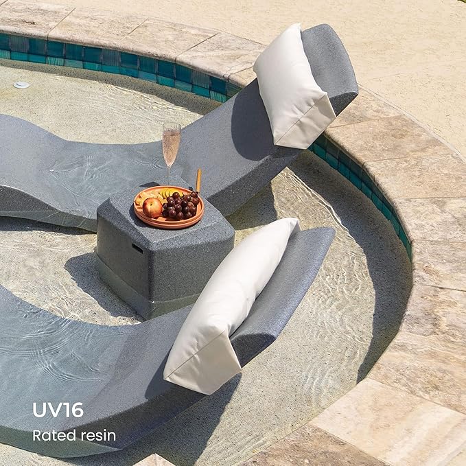Classic White - Small Side Table – Designed for Shallow Shelves Up to 10” – Aqua Outdoors – Compatible with All Pool Types - Inside Pool, Sun Shelf & Patio Surfaces