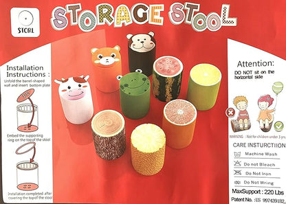 Storl Organizer Storage Stool for Toy and Cloth and Kids Stool (Monkey, 12Wx13H)