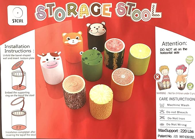 Storl Organizer Storage Stool for Toy and Cloth and Kids Stool (Duck, 12Wx13H)