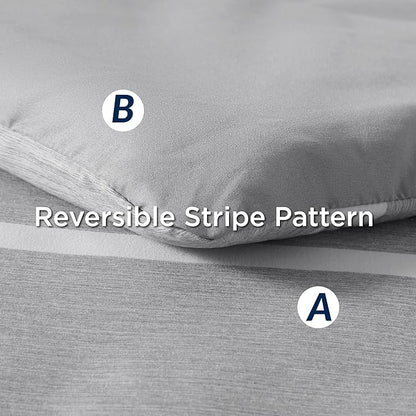 Bedsure Full Size Bed Sets 7 Pieces - Grey & White Striped Bedding All Season Comforter Set, Bed in a Bag with 1 Comforter, 2 Sheets, 2 Pillowcases & 2 Shams
