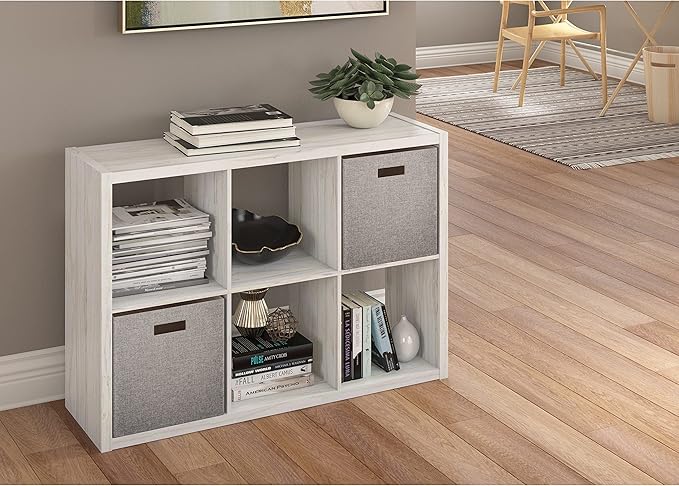 ClosetMaid 4569 Decorative Open Back 6-Cube Storage Organizer, Bleached Walnut