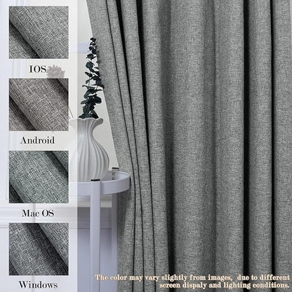 Full Blackout Privacy Curtains, 240 Inch Extra Wide Linen Blend Drapes, Pinch Pleat Window Drapery for Room Divider Storage/Space Room Separation, 1 Panel, W 240" x L 108", Mid Grey