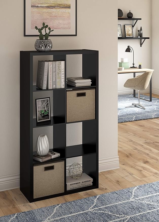ClosetMaid 4587 Decorative Open Back 8-Cube Storage Organizer, Black, 4587