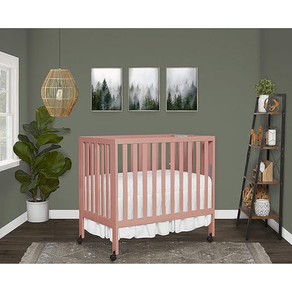 Jett Non-Full Size Folding Convertible Crib, Lightweight Portable Crib, Three Adjustable Mattress Height Settings, Easy to Fold Travel Crib, 1.5” Mattress Pad Included