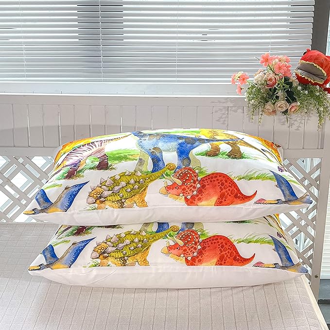 CVHOUSE Dinosaur Bedding Set,Dinosaur Comforter,Dinosaur Comforter Set Queen,Microfiber Quilt Set with 1 Comforter and 2 Pillow Cases