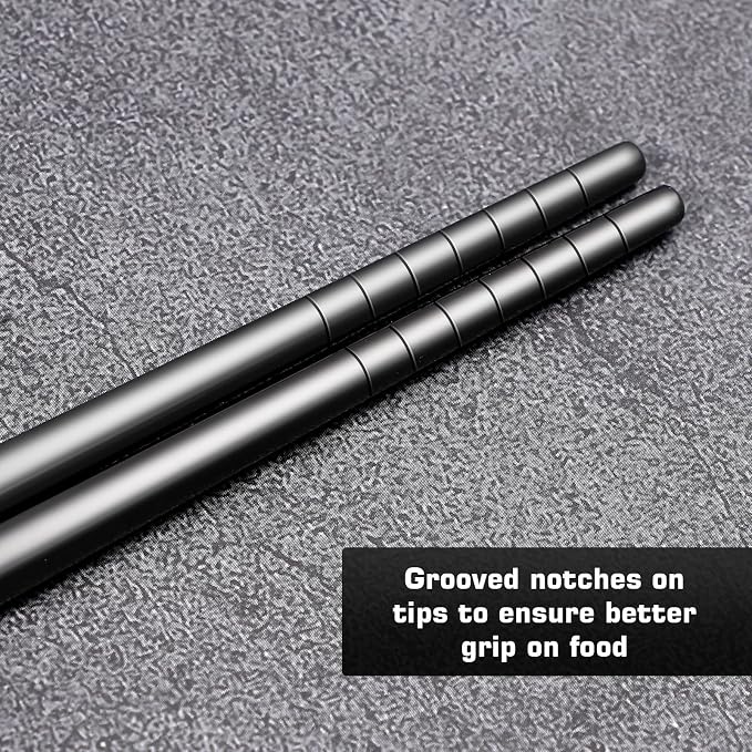 Youda 99.8% Pure TITANIUM Chopsticks 1 Pairs with Black Carrying Case Ultralight and Reusable Chopsticks for Camping, Home, Travel