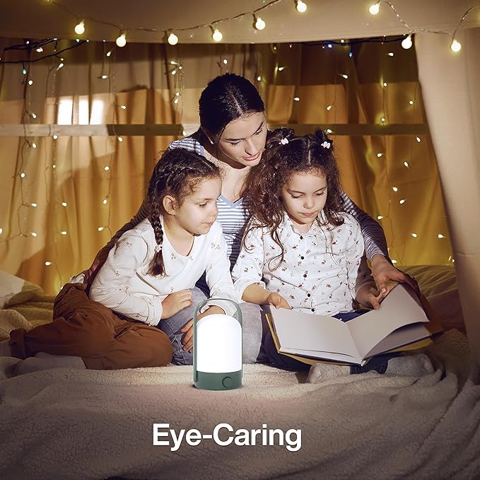 Table Lamp Portable Cordless Lantern, 360° Portable Handle, Stepless Dimmer, Powerful Long-Lasting 50hrs, Rechargeable LED Lantern for Camping Bedroom Party (Green)