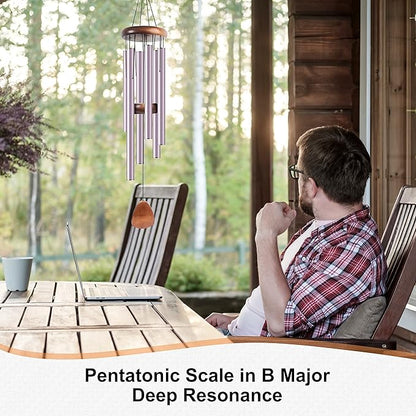 Large Aluminium Wind Chimes 37 Inches to Create a Zen Atmosphere Suitable for Outdoor, Garden, Patio Decoration. Classic Wind Chimes with Wind Catcher Suitable as A Gift for Unisex(Purple)