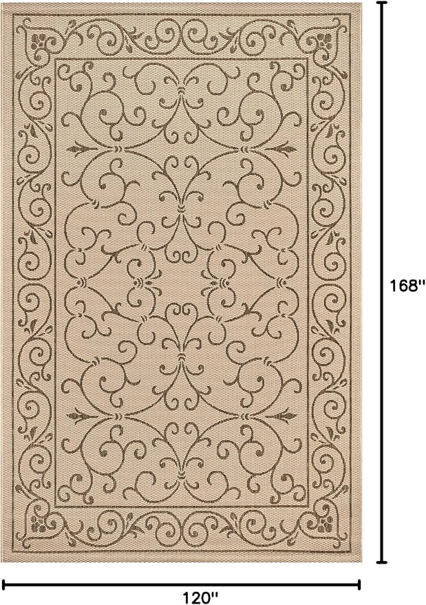 JONATHAN Y Vintage Filigree Indoor Outdoor Area Rug 10X14 Beige/Brown, Charleston Textured Weave for Backyard, Patio, Porch, Easy-Cleaning, High Traffic, Pet-Friendly, Non-Shedding (SMB106A-14)