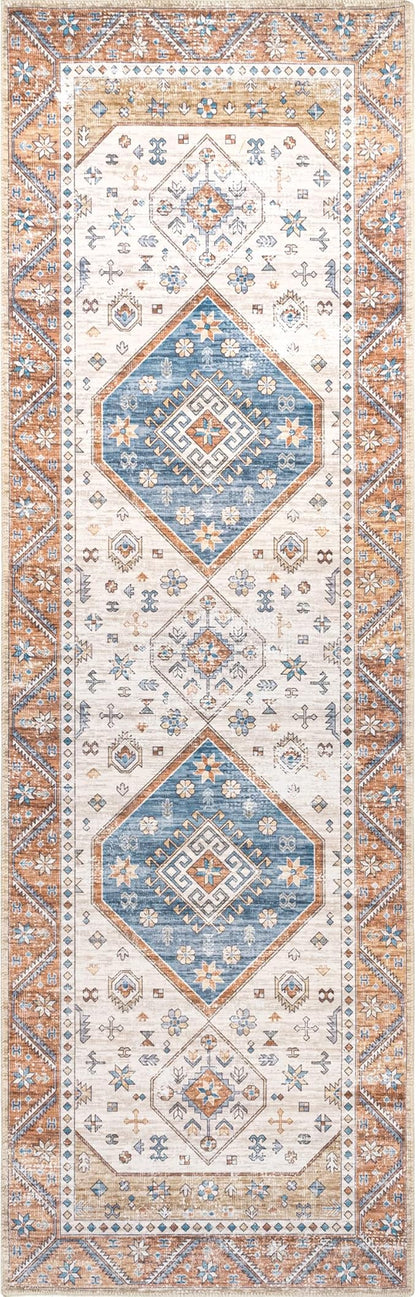 nuLOOM Elowyn Machine Washable Medallion Ultra Thin Runner Rug, 2' 6" x 8', Multi
