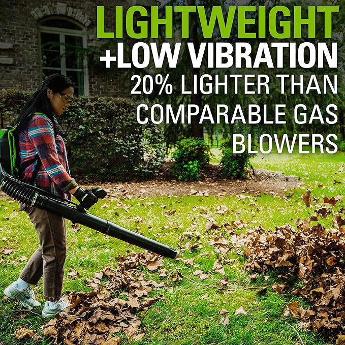 Greenworks 80V (180 MPH / 610 CFM / 75+ Compatible Tools) Cordless Brushless Backpack Blower, 2.5Ah Battery and Rapid Charger Included, Green/Black