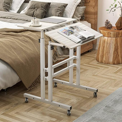 sogesfurniture Mobile Standing Desk Laptop Workstation on Wheels, Adjustable Computer Desk for Standing or Sitting, Maple 101-MP
