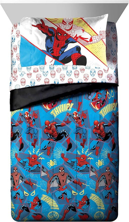 Marvel Spiderman Beyond Amazing 5 Piece Full Size Bed Set - Includes Comforter & Sheet Set Bedding - Super Soft Fade Resistant Microfiber (Official Product)