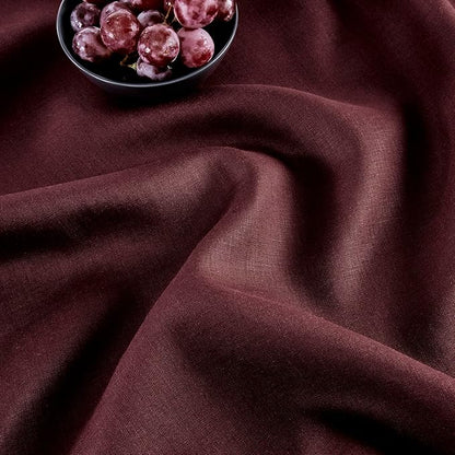 Solino Home Linen Burgundy Table Runner 144 Inches Long - 100% Pure Linen Extra Long Table Runner 14 x 144 Inch for Fall, Autumn, Thanksgiving - Classic Hemstitch