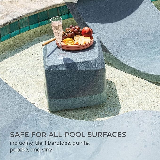 Aqua Outdoors - Small Side Table - for Inside Pool, Sun Shelf & Patio Surfaces - Designed for Shallow Shelves Up to 10” - Compatible with All Pool Types - Poolside & Sun Deck Tanning - Coral Reef