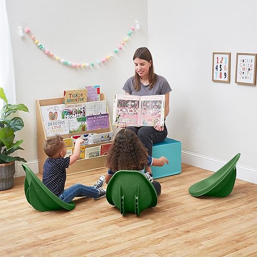 ECR4Kids Leaf Floor Seat, Rocker Chair, Hunter Green, 6-Piece