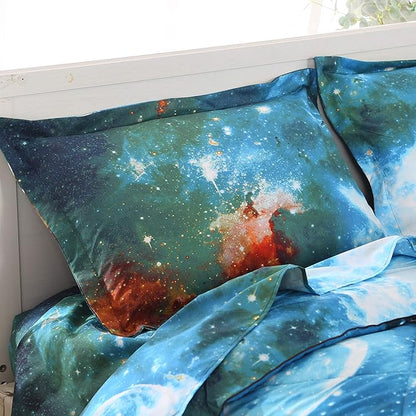 Wowelife 5-Piece Twin Comforter Set for Boys, Premium Galaxy Bedding Set, 3D Galaxy Girls Comforter Set, Comfortable and Soft Kids Bedding Set(Twin, Coloful Galaxy)