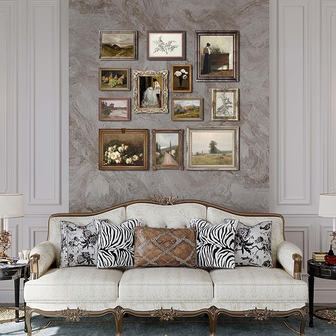 LANCHI95 12 Pcs Vintage Wall Art Decor, Vintage Art Prints, Vintage Posters for Room, Moody gallery wall art, Eclectic French Country Pictures Wall Decor for Bedroom (UNFRAMED)