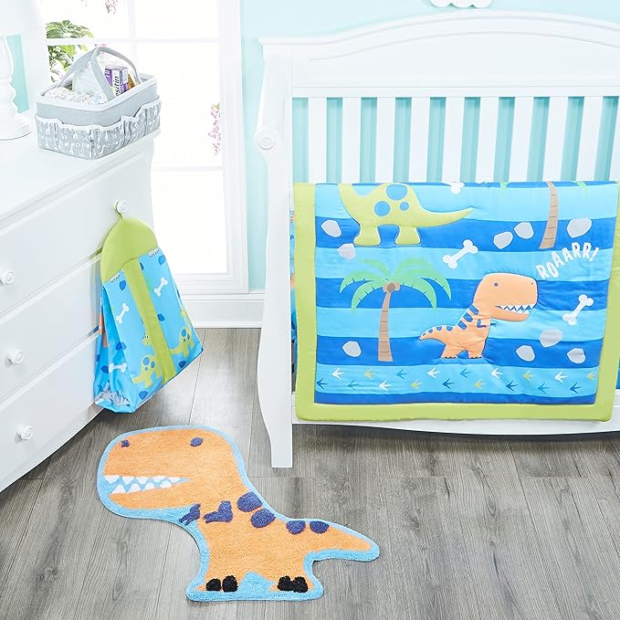 Hand Tufted Dinosaur Bedroom or Bathroom Rug - 30x20 in; 100% Cotton Kids Bathroom Mat; Decorative Kids Area Rug