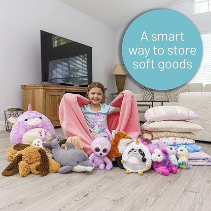 EMMandSOPHIE Stuffed Animal Storage Bean Bag Chair-Kids Bean Bag Chairs-Bean Bag Chair Kids-Beanbag Chairs for Kids and Teens-Stuffed Animal Holder-Stuffed Animal Bean Bag Storag