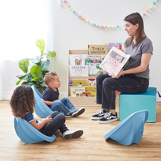 ECR4Kids Leaf Floor Seat, Rocker Chair, Powder Blue, 6-Piece