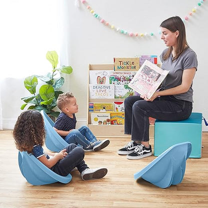 ECR4Kids Leaf Floor Seat, Rocker Chair, Powder Blue, 6-Piece