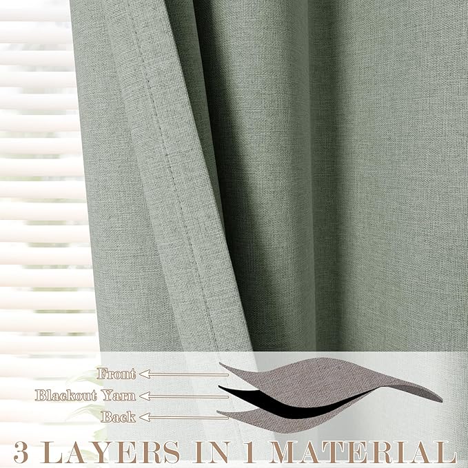 150 Inches Extra Wide Room Divider Draperies, Pinch Pleat Drapes, Absolutely Blackout Sliding Door Drapery, Total Privacy Ceiling Track Curtains, 150" W by 96" L, Fog Green (1 Panel)