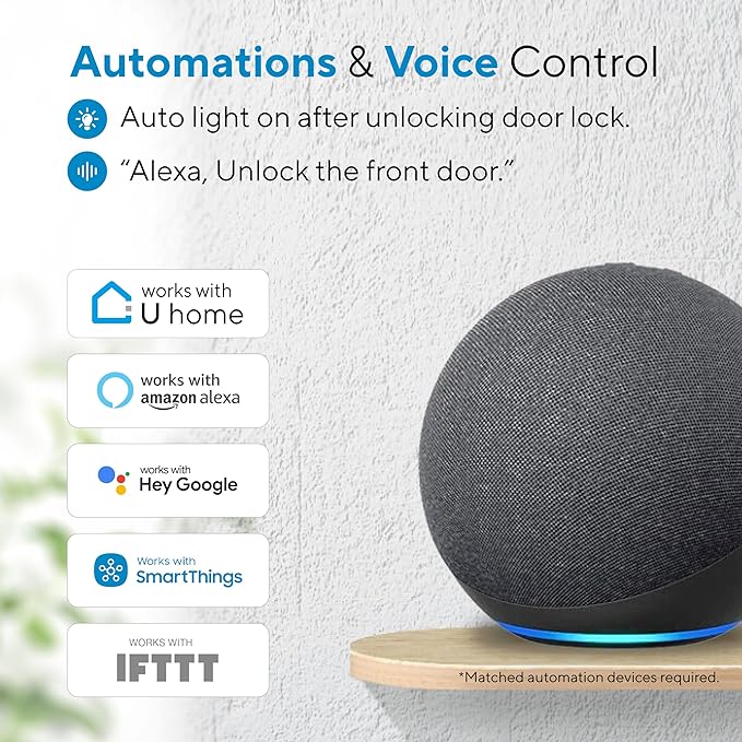 ULTRALOQ U-Bolt WiFi Smart Lock with Door Sensor, 5-in-1 Keyless Entry Door Lock with Built-in WiFi, Bluetooth and Keypad, WiFi Door Lock, WiFi Deadbolt