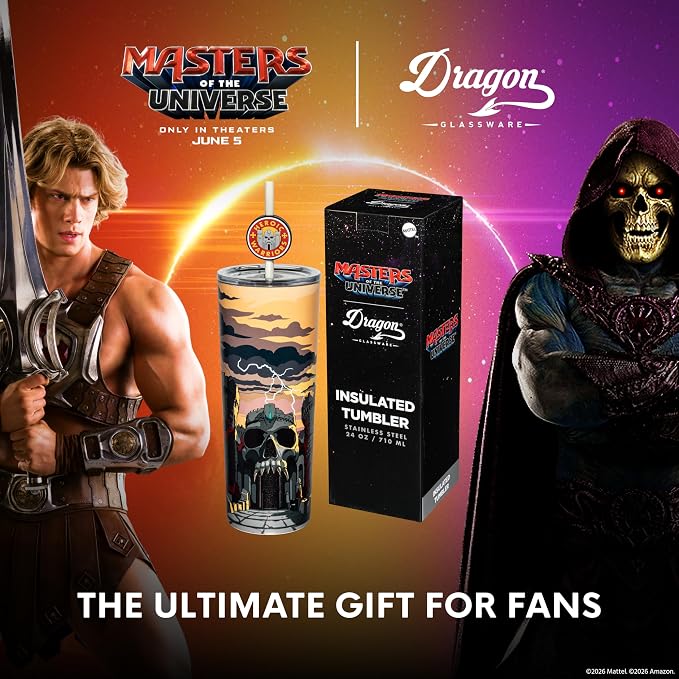 Dragon Glassware x Masters of the Universe Tumbler, 24oz - Castle Grayskull | Vacuum Insulated Stainless Steel Tumbler with Straw & Lid; With Straw Topper; Official Masters of the Universe 2026 Movie Cup