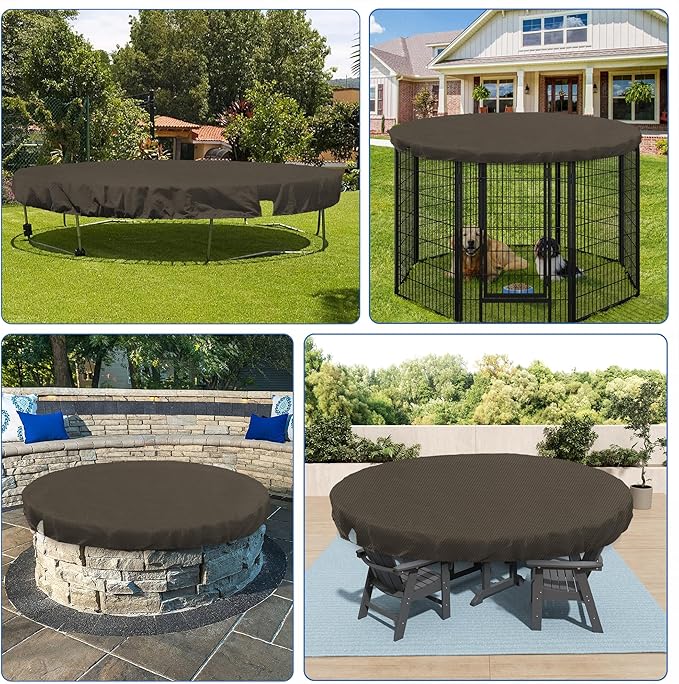 ECOOPTS 6 ft Round Pool Cover for Above Ground Pools, Swimming Pool Cover Protector Winter Safety Cover (Brown)