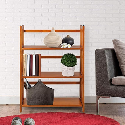 Casual Home 3-Shelf Folding Stackable Bookcase (27.5" Wide)-Honey Oak